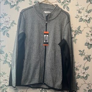 💁‍♀️ Women's Lightweight Herringbone Zip Jacket - Gray with Black Panels